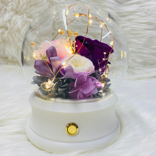 Preserved Roses in Bluetooth Music Box | Purple Mix Color