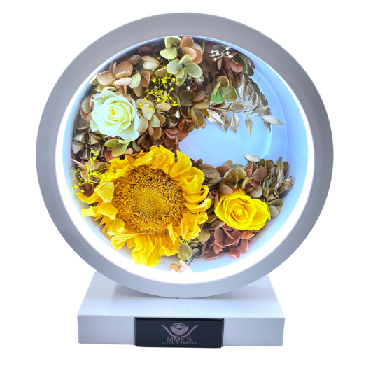 Preserved Sunflowers with light for desktop/nightstand | Sunflower